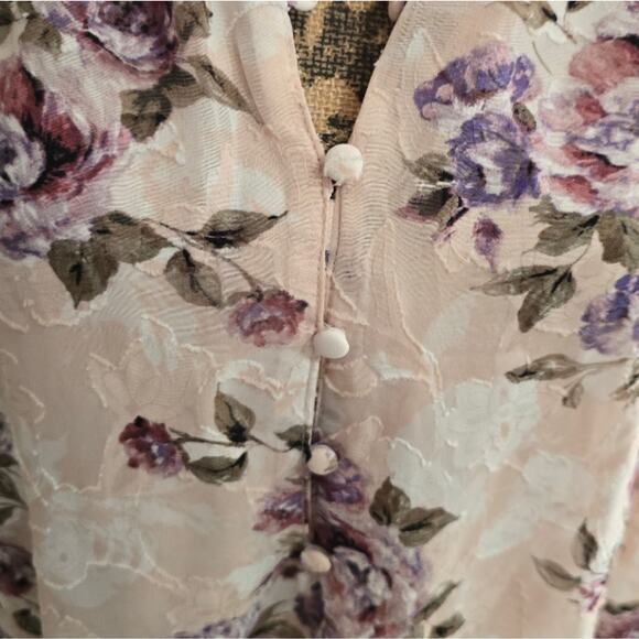 Joie Victorian Floral Print Long Sleeve Burnout Blouse Shirt Size Large New! - Picture 6 of 11